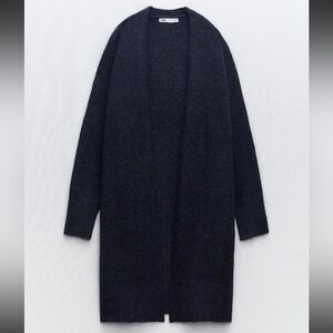 Zara Dark Navy Fuzzy Knit Sweater